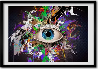 Produktbild von Bild - Bilderrahmen - 100 cm x 70 cm - MDF - Rahmen - Foto - Wandkunst zusammenfassung Auge