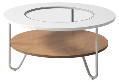Produktbild von home24 Couchtisch - Metall - Weiß / Eiche Nachbildung