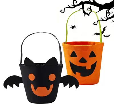 Halloween Süßigkeitenkorb, 2 Stück, Filz, wiederverwendbar