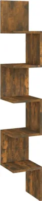Image de vidaXL Étagère d'angle murale chêne fumé 20x20x127,5 cm Matériau dérivé du bois