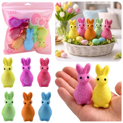 Produktbild von Styropor Osterhasen Glitzer Deko Bunt 6St