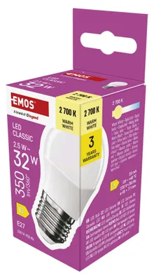 LED žárovka Classic Mini Globe / E27 / 2,5 W (32 W) / 350 lm / teplá bílá