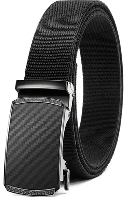 Produktbild von Automatik Gürtel Herren, Elastischer Stoffgürtel ohne Löcher, 35mm Stretch Arbeitsgürtel, Schwarz, Taille 80-95cm