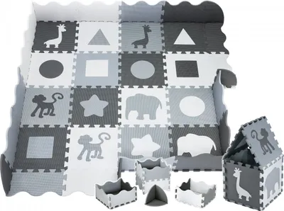 Produktbild von Große Puzzlematte für Babys 150x150x1 cm – EVA-Schaum, 16 Teile, rutschfest - Grau