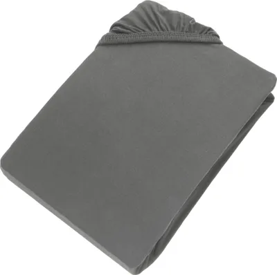 A folded grey fitted sheet is shown on a white background.