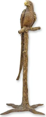 Produktbild von Eine Bronzeskulptur eines Papageis auf einem Ast Replikat Retro Design Dekoration
