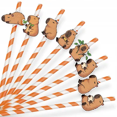 Image de PAILLES EN PAPIER ANNIVERSAIRE DECO - Animaux Capybara - 8 pcs