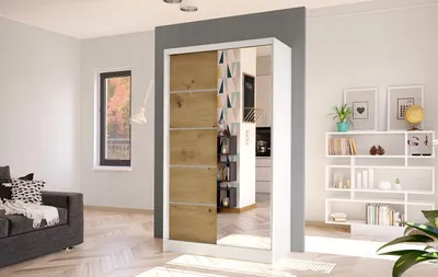 Obrázek produktu pro Elegantní šatní skříň ARINI 3 - šířka 100 cm, bílá / dub artisan