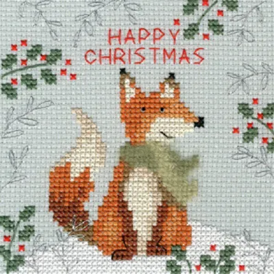 Produktbild von Bothy Threads Grußkarte Kreuzstich-Set "Weihnachtsfuchs", 10x10cm, XMAS8, Zählmuster