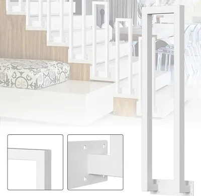Produktbild von Ikodm 95cm U-Form Treppengeländer Weiß Ovalrohr Handlauf Seitliche Montage