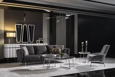 Produktbild von Wohnzimmer Grau Sofagarnitur Dreisitzer Sessel Luxus Couch Set 4 1 Sitzer