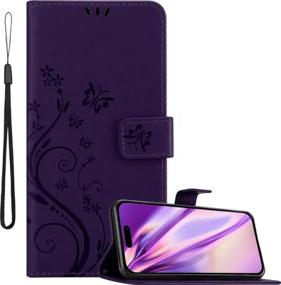 Zdjęcie produktu dla Etui Cadorabo do Apple iPhone 14 PRO Protective Case w kolorze fioletowym Etui ochronne na telefon komórkowy Etui Flowers Flower Case