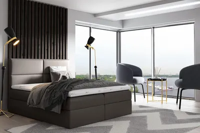 Obrázek produktu pro Postel SALSABEL - 180x200, šedá + topper