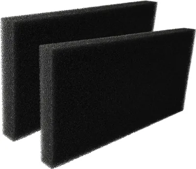 Two black foam filters are shown against a white background.