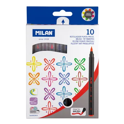 Zdjęcie produktu dla Milan 0612610, 10 kol., Wielobarwny, Końcówka pędzlowa, 0,5 mm, 4 mm, Wielobarwny