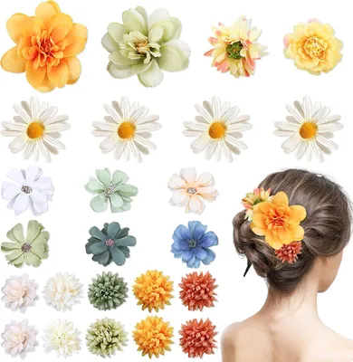 Imagen del producto de Clips para el cabello con motivos florales, 24 unidades, de colores variados