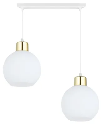 Produktbild von KAR-LIGHTING Pendelleuchte 2-flammig Weiß aus Stahl und Glas – höhenverstellbar, für Esszimmer, E27