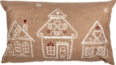 Produktbild von Clayre & Eef Kissenbezug 30x50 cm Braun Polyester Lebkuchenhaus