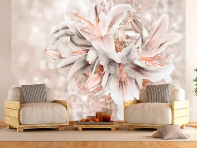 Produktbild von Vlies Fototapete Blumen Lilien 400x280 cm Tapeten Wandtapete XXL beige b-A-0305-a-c