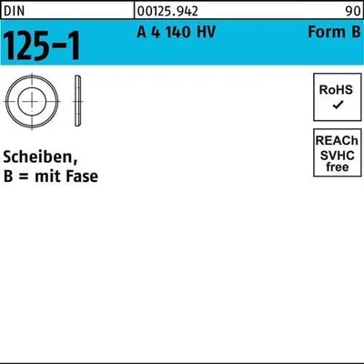 Produktbild von Reyher  Scheiben DIN 125 A 4 140 HV B 58 A 4 (1 Stück)