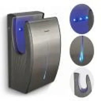 Immagine prodotto di Bremmer Power Blade asciugamani elettrico a parete in acciaio inox spazzolato, filtro HEPA, funzionamento senza contatto, igienico, asciugatura rapida