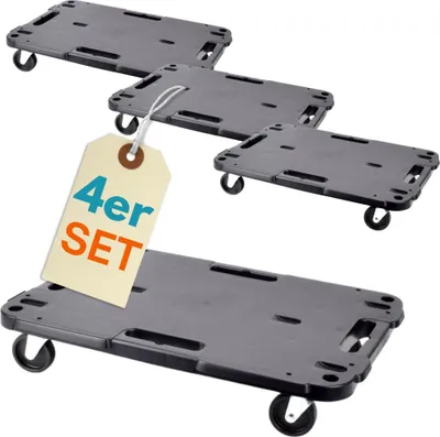 Produktbild von 4er Set Transportroller Rollbrett Transportrollen Rollbrett Werkstatt Pflanzen Rollbretter Transport Möbelrollen flach Pflanzenroller eckig Transporthilfe mit Rollen 57