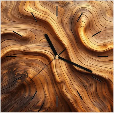 Produktbild von Wanduhr aus Glas mit Motiv Holzstruktur- 30 x 30 cm - inkl. Aufhängesystem