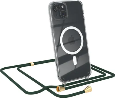 Produktbild von EAZY CASE - Handykette kompatibel mit Apple iPhone 15 Plus Kette zum Umhängen Stoßfest Handyhülle für Apple iPhone 15 Plus Silikon Hülle mit Band Handytasche Transparent als Fallschutz in Grün