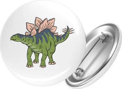 Produktbild von Huuraa Button Stegosaurus Dinosaurier 59mm rund mit Sicherheitsnadel Ansteckbutton Geschenkidee
