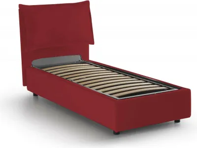 Produktbild von Einzelbett Dmosco, Containerbett mit Stoffbespannung, 100%  Italy, Frontöffnung, passend für Matratze 80x190 cm, Rot