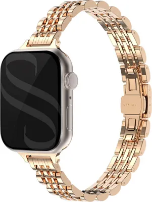 Produktbild von Selencia Jubilee inspiriertes schmales Edelstahlarmband für Watch Series 1 t/m 9 / SE (38/40/41 mm) | Series 10 / 11 (42 mm) - Rosé gold