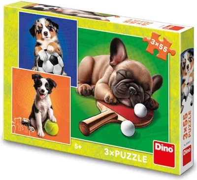 Produktbild von DINO Puzzle Psí sportovci 3x55 dílků