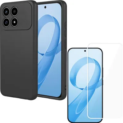 Image de Coque en TPU + verre de protection pour Xiaomi Poco F8 Pro - Kit coque en verre 9H - Noir