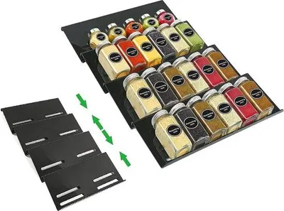 Zdjęcie produktu dla Wysuwana półka na przyprawy, czarna, 30–60 cm, z regulacją