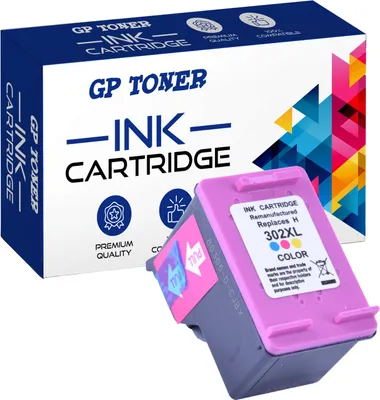A product shot of a printer ink cartridge and its packaging.