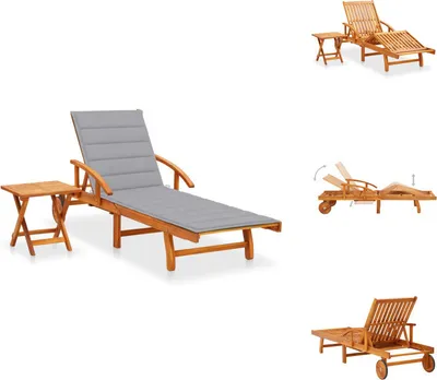 Produktbild von vidaXL Sonnenliege mit Tisch und Auflage Akazie Massivholz -  Sonnenliegen