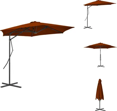 Obrázek produktu pro vidaXL Slunečník s ocelovou tyčí terakota červená 300x230 cm - Slunečníky a slunečníky