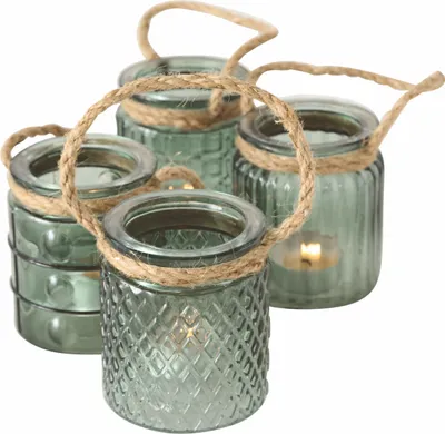 Produktbild von 1.08 Windlicht Trax - 4 teilig - kleines Glas / 9 cm - Farbe: grün