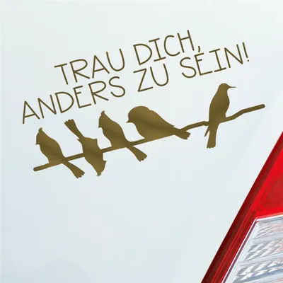 Produktbild von Auto Aufkleber Trau dich, anders zu sein! Vögel Bird Tier 19,5x10 cm Gold Sticker Heckscheibenaufkleber