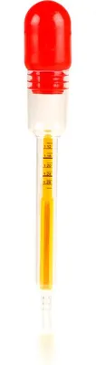 Zdjęcie produktu dla Tester kwasu akumulatorowego HEYNER® - wyprodukowany w Niemczech, pomiar gęstości 1,10-1,30 g/ml, plastikowy hydrometr z kompensacją temperatury, objętość napełniania 14 ml