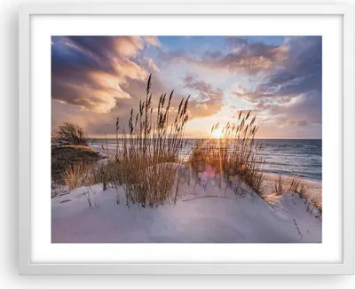 Produktbild von Gerahmtes Poster - Weißer Rahmen - Westen auf der Strand - 50x40 cm - Wand Bild - Wanddeko - Wandbilder - Kunstposter - Wandposter - Bilderrahmen - Bilder - Kunstdruck - P2WAA50x40-4710