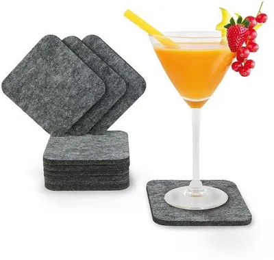 Image de Lot de dessous de verre en verre dépoli, gris foncé, 10 cm, carrés
