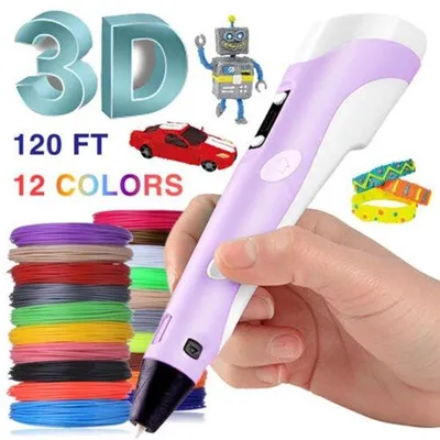Image de Kit d'impression 3D, imprimante Doodle, 12 couleurs, filament PLA, cadeau pour enfants, violet