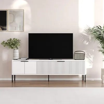 Produktbild von Skye Decor, Noah - White, TV-Ständer, Weiß, 100% MELAMINBESCHICHTETE SPANNPLATTE, 150 x 30 x 45 cm