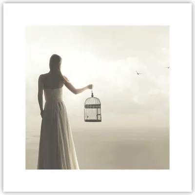 Produktbild von Poster - Poster ohne Rahmen - Frau Käfig Vogel - 30x30 cm - Wand Bild - Wanddeko - Wandbilder - Kunstposter - Wandposter - Bilder - Kunstdruck - Wanddekoration - Wandbild - P2XAC30x30-4787