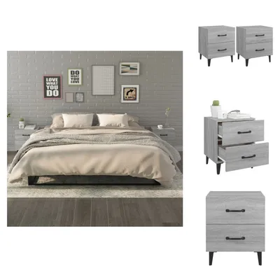 Produktbild von vidaXL Nachttische 2 Stk. Grau Sonoma 40x35x47,5 cm -  Nachttische