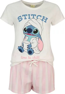 Produktbild von Lilo & Stitch Schlafanzug Damen Stitch - Time To Chill altweiß/rosa L
