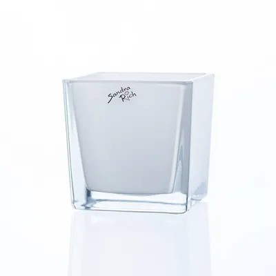 Produktbild von SANDRA RICH, Glasübertopf "CUBE" Pflanztopf Blumentopf Weiß 10x10cm