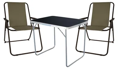 Image de mobilier de camping 3 pièces chaise de camping table de camping pliable L80xB60xH68cm