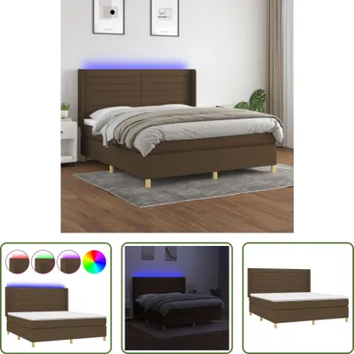 Produktbild von The Living Store Boxspringbett mit Matratze & LED Dunkelbraun 160x200 cm Stoff